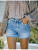 2023 Women's High Elastic Mid-Waist Ripped Denim Shorts