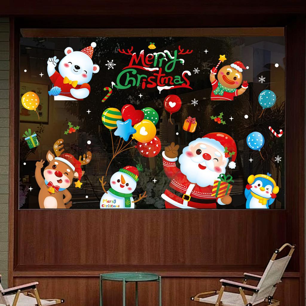 Christmas Static Electricity Stickers With Santa Claus Reindeer Snowman Design