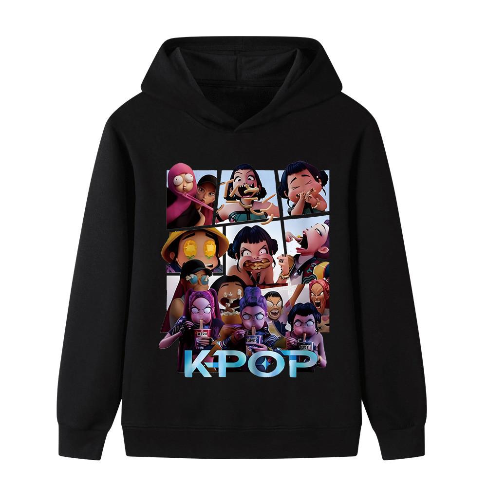 B1237 Kids Boys Girls Kpop Rumi Zoey Mira Print Long Sleeves Hoodie