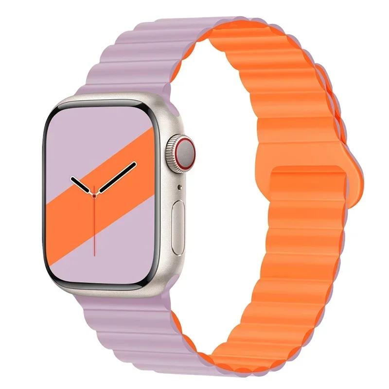 Magnetic Strap For Apple Watch Bands 45mm 38mm 49mm 40mm 42mm 41mm Silicone Sport Bracelet iWatch Series Ultra 9 6 5 7 8 Se 44mm