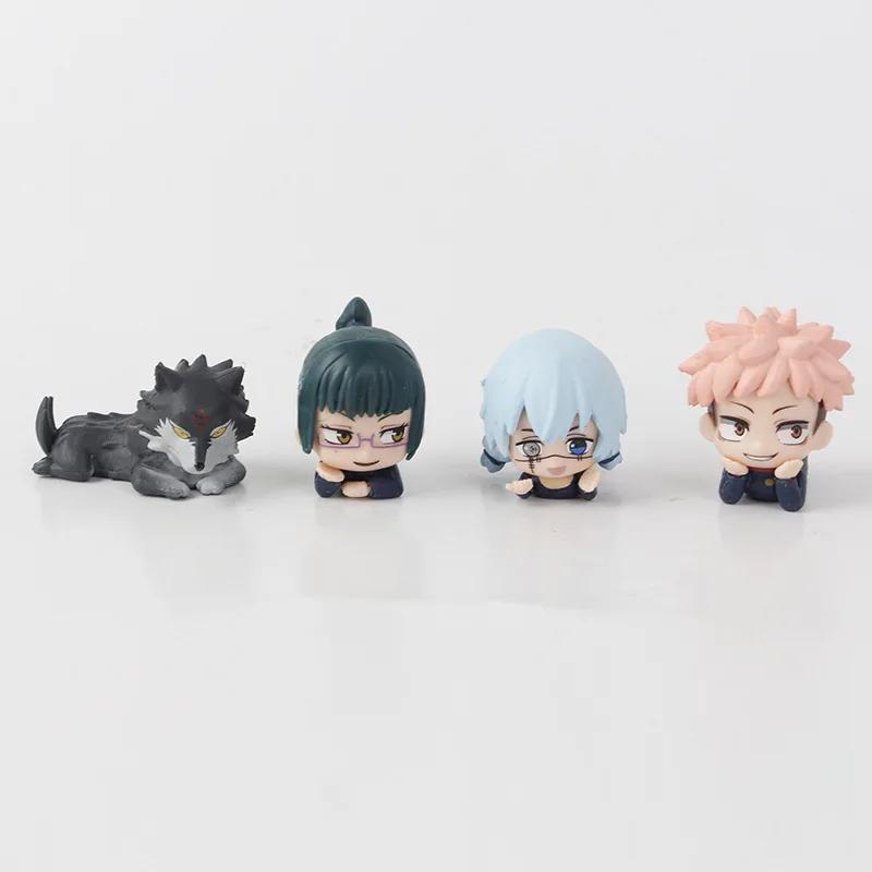 7Pcs/Set Lying Style Anime Jujutsu Kaisen Mini Figure Toys 3-4cm Satoru Gojo Mini Cute Gk PVC Statue Figurine Collectible Toys