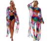 Chiffon Feather Print Beach Cover-up Cardigan