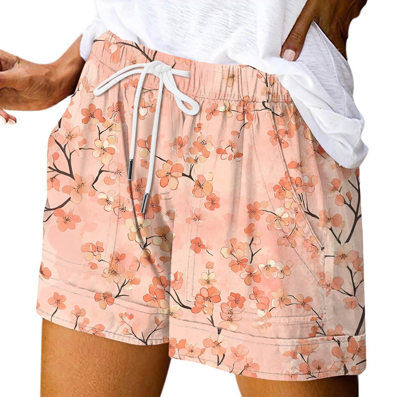 

Женские повседневные летние эластичные пляжные шорты с принтом повседневные шорты XXL розовый