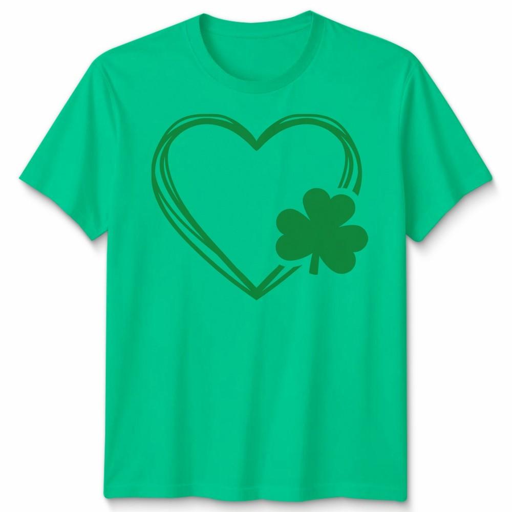Unisexs Unisexs Saint Patricks Day Shamrock Heart Print Irish T Shirt Apparel S