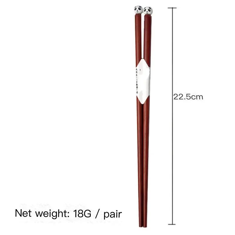 6 Pair Wood Chopsticks Chinese Brown Cartoons Non-Slip Reusable Sushi Tableware Food Stick Festival Household Kitchen Supplies