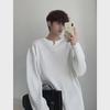 Men's Trendy Pleated Long Sleeve White V-Neck T-Shirt