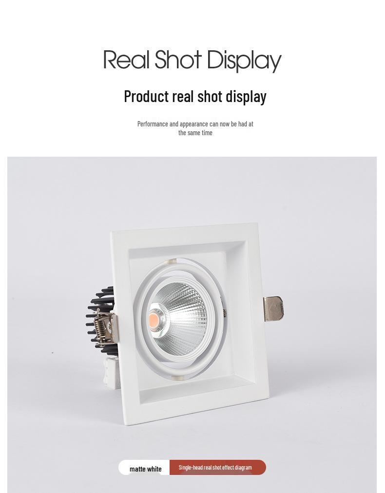 LED Double/Triple-Head Square Downlight: Recessed Aluminum Gimbal Light, COB Spotlight for Commercial Use