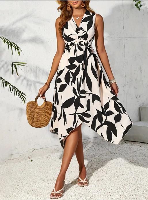 2026 European and American women's clothing explosive summer new kinky printing irregular dress