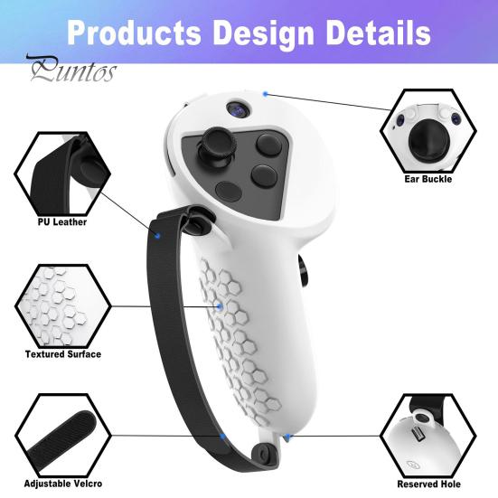 Handle Covers 2Pcs VR Controller Cases Uninterrupted Signal Anti-shock Tasteless Anti-fall Textured Surface Sleeves Protective Silicone for Mata Quest