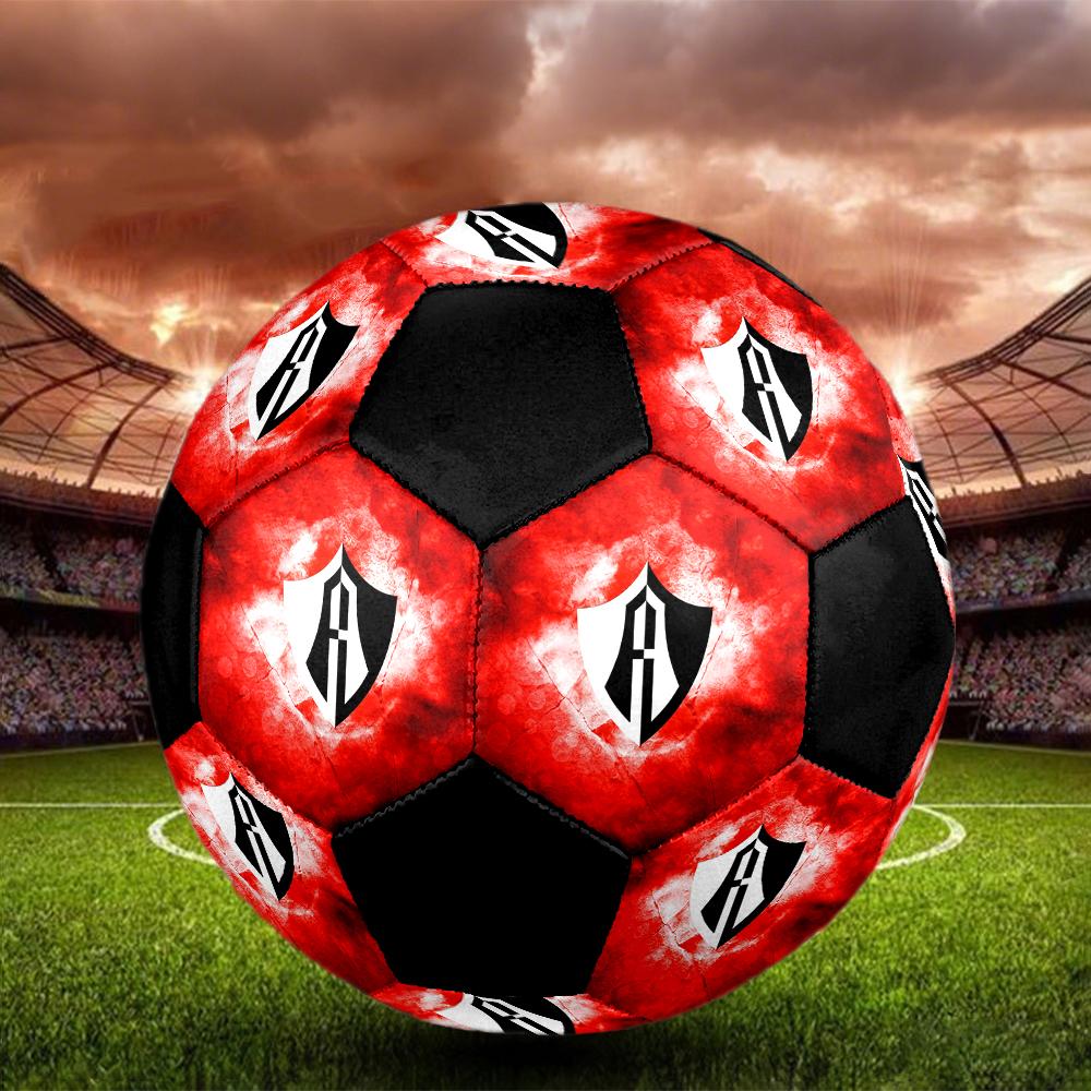 SIZE 5 Atlas Football Club (Black & Red Background) Soccer Ball Colorful All Ages Machine Stitched PVC Competition Ready Durable High-Bounce