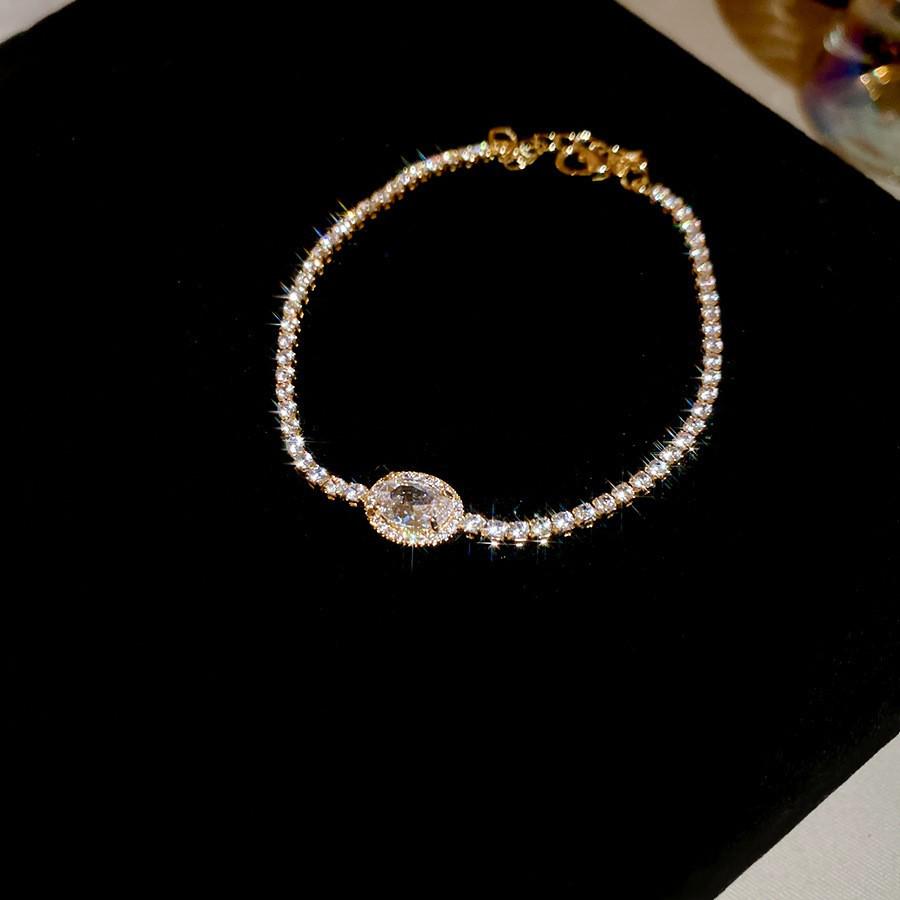 Pulsera coreana ajustable de flor de rombo de circón - Joyería elegante y versátil para mujer