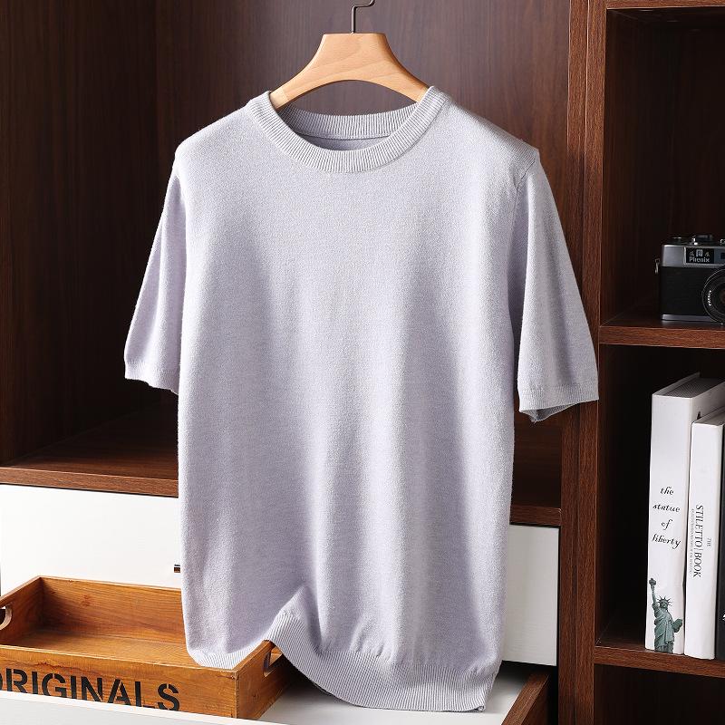 Men's Plus Size Loose Knit Short-Sleeve Pullover Top