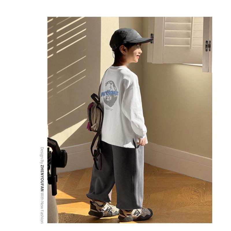 Boys Children Casual Loose Long Sleeve Cotton T Shirt Kids Tops