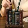 Vintage Pen Holder Organizer, Luxury Desktop Storage Box for Home Study Desk Decor Gift