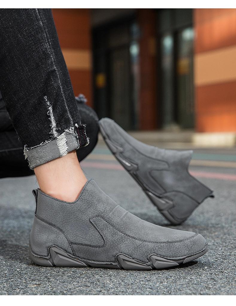 Pánské kožené ležérní boty Jaro Podzim Pánské volnočasové ploché Skateboard Módní mokasíny Zimní plyšové teplé boty