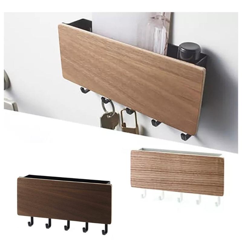 Stylish Entryway Mail and Key Holder with Double Rack and Hooks for Home Organizing Coats and Dog Leashes Daily Use