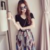 Korean Fashion Chiffon V Neck Maxi Dresses Women Floral Long Dresses