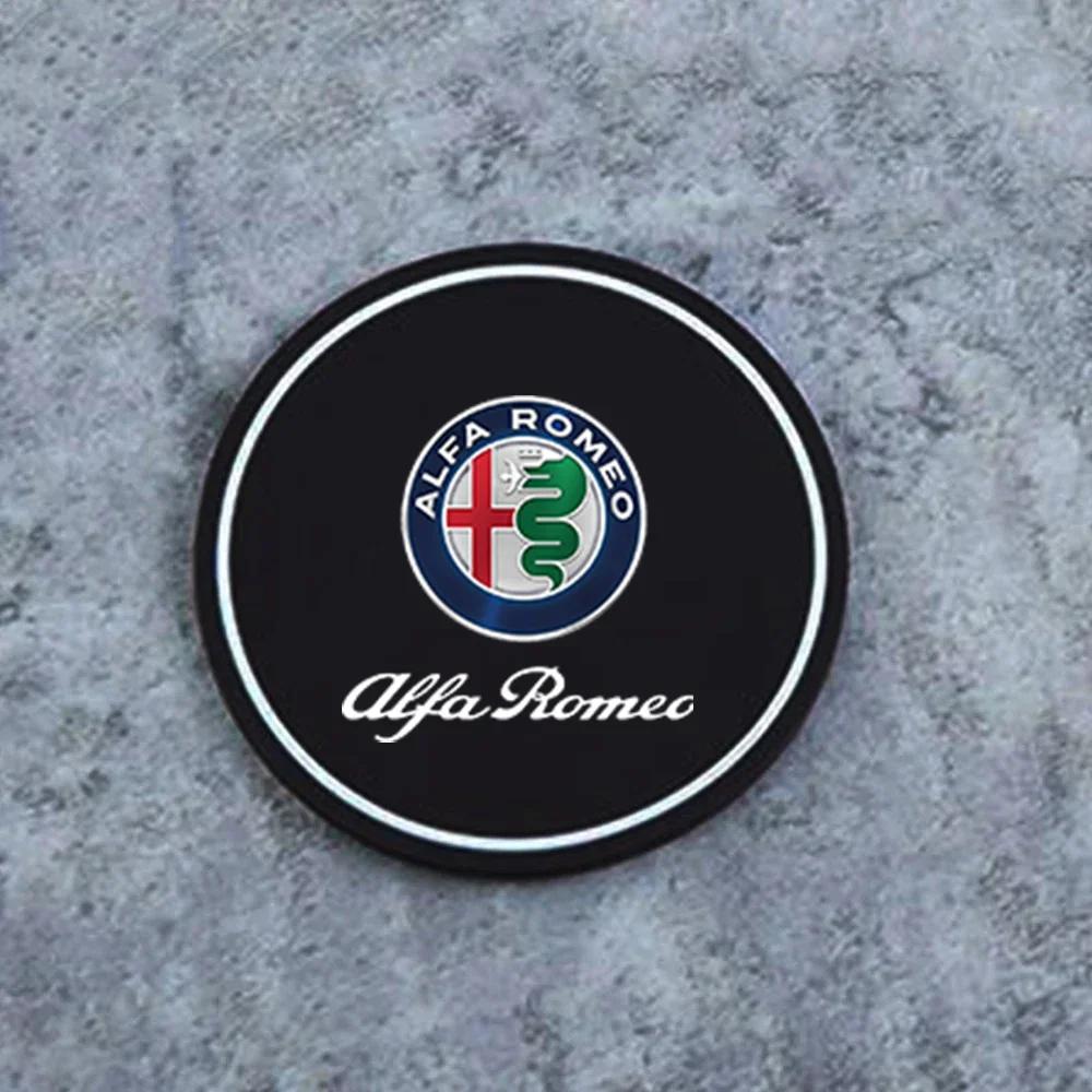 Car Stickers For Alfa Romeo For Alfa Romeo Giulia Stelvio Giulietta Mito Tonale Disco 2Pcs Car Coasters Water Cup Slots Non-Slip QI7