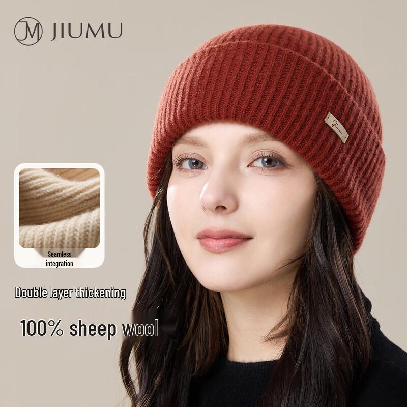 JIUMU Women s Pure Wool Warm Knitted Beanie