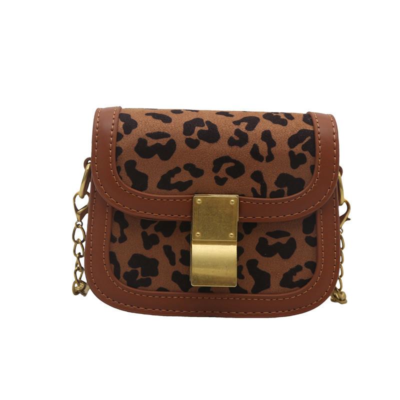 

Leopard Children Print Shoulder Bag Mini Chain Coin Purse Waterproof Durable коричневый