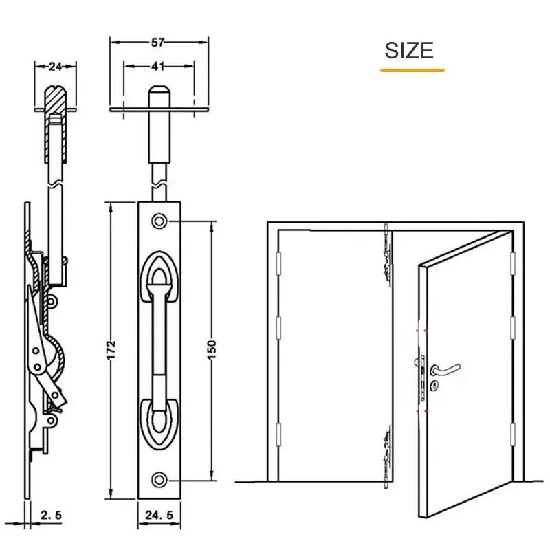 304 Stainless Steel Hidden Bolt Security Built-in Latch Lock Embedded latch,Fire Emergency Door Escape Door Lock