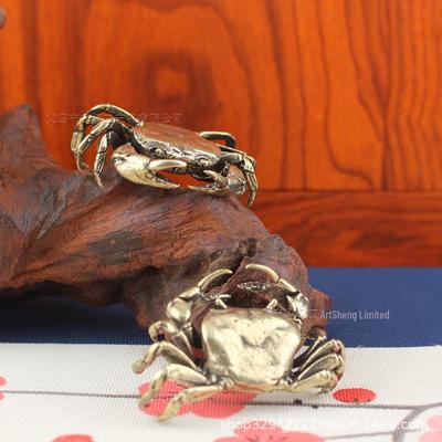 Brass River Crab Desktop Ornament – Antique Tea Pet for Wealth and Prosperity