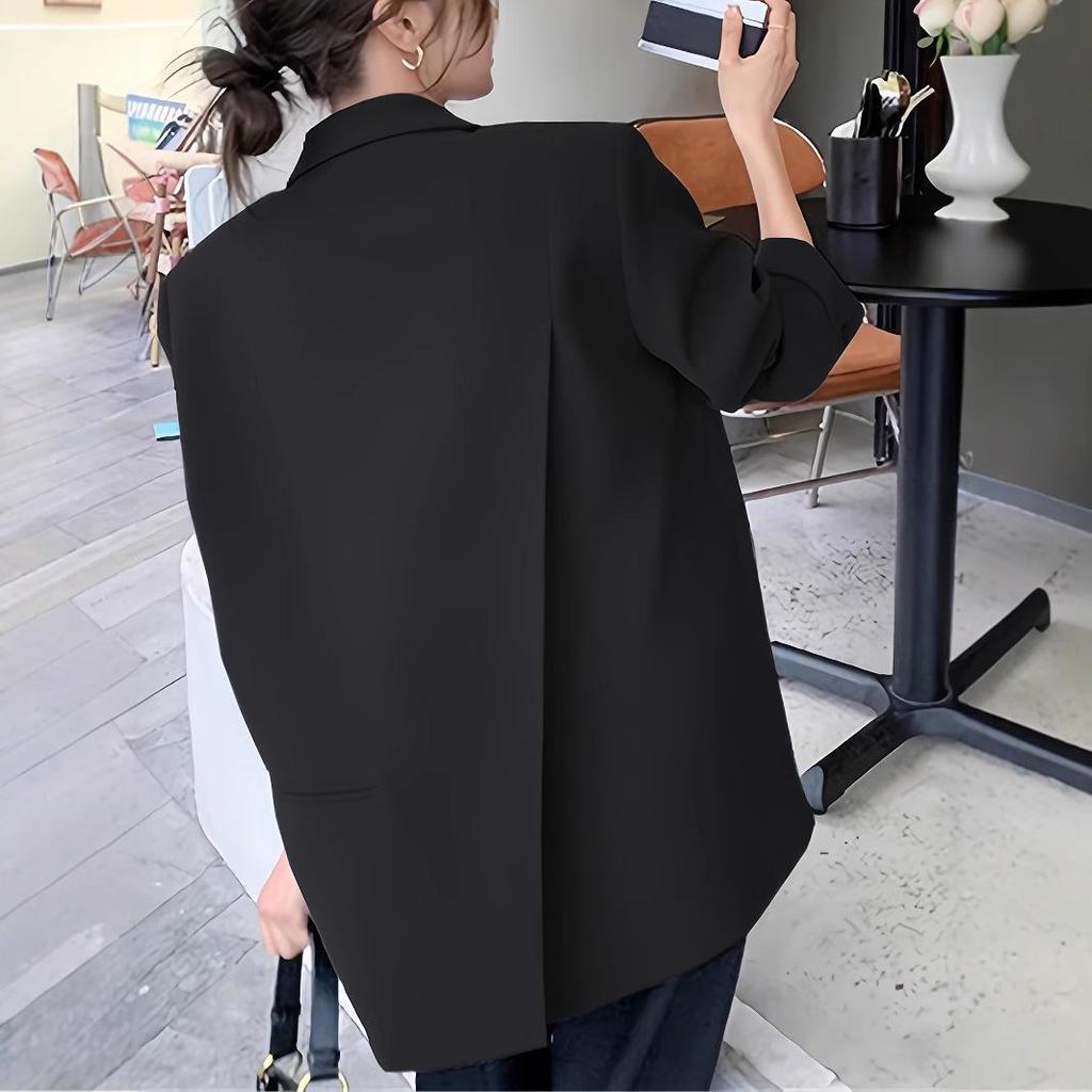 Women's Gray Blazer: Spring/Autumn 2026 High-End Petite Korean Style Casual Jacket