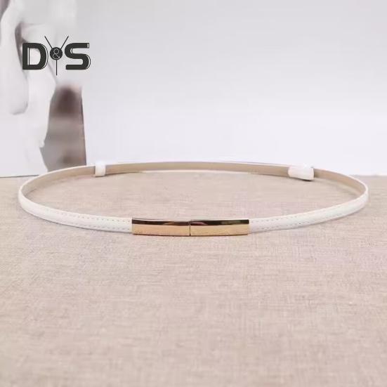 Gürtel aus Kunstleder für Damen, verstellbar, dünnes Design, Druckknopf-Bund, dekorativer Kleidergürtel, Bekleidungszubehör