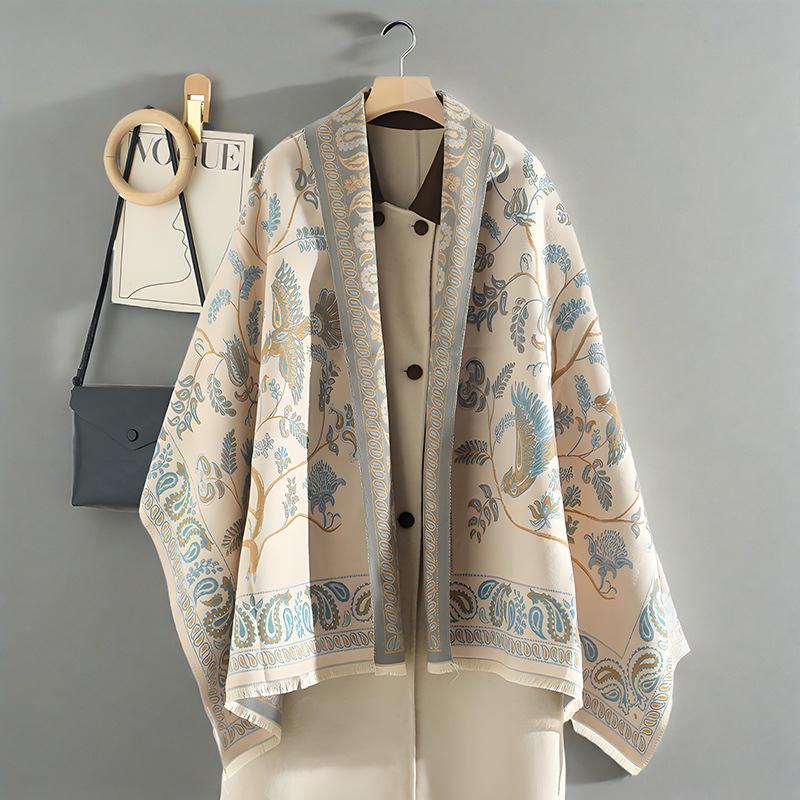 Luxury Double-Sided Women's Scarf: Thick Imitation Cashmere Shawl & Neck Warmer for Autumn/Winter