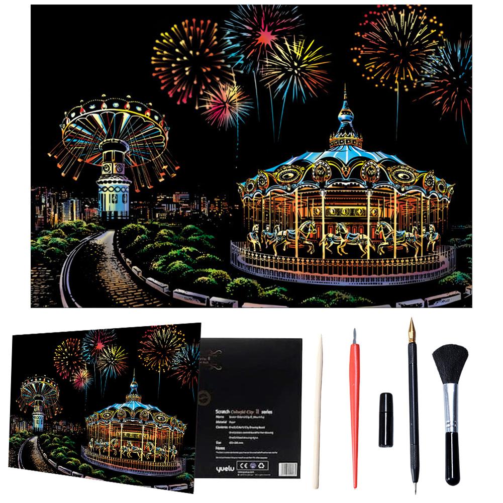 Scratch Art Paper for Adults with Tools Kit Scratch Art Painting Paper Engraving Art Set Gift for Friends Family