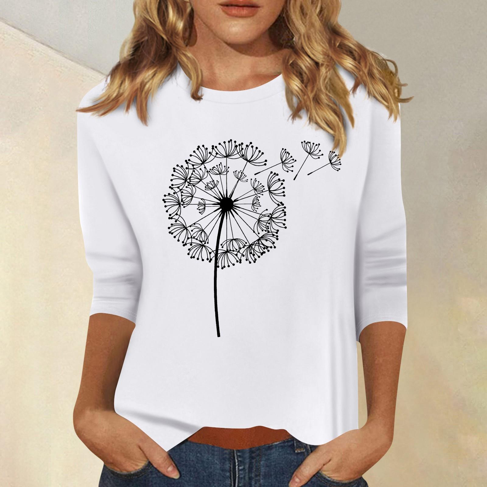 

Жіночий модний повсякденний топ із сімома рукавами та круглим вирізом L білий