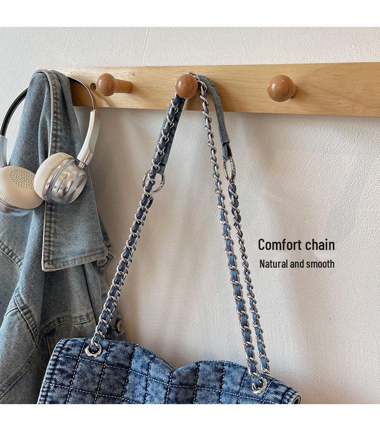 Damen Denim-Tragetasche Mode 2025: Vielseitige Ketten-Schultertasche mit großem Fassungsvermögen