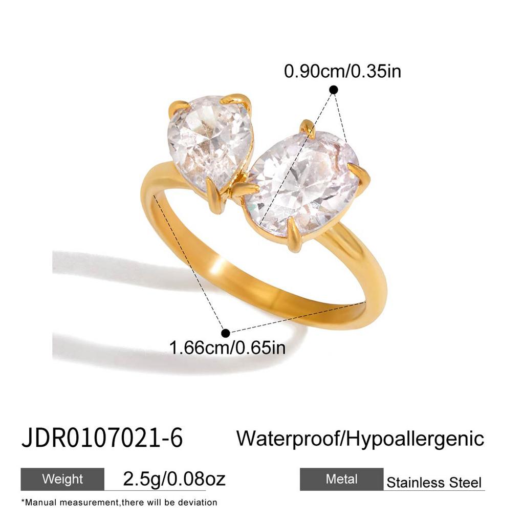 Niche high-end 18K gold, white zircon ring jewelry.