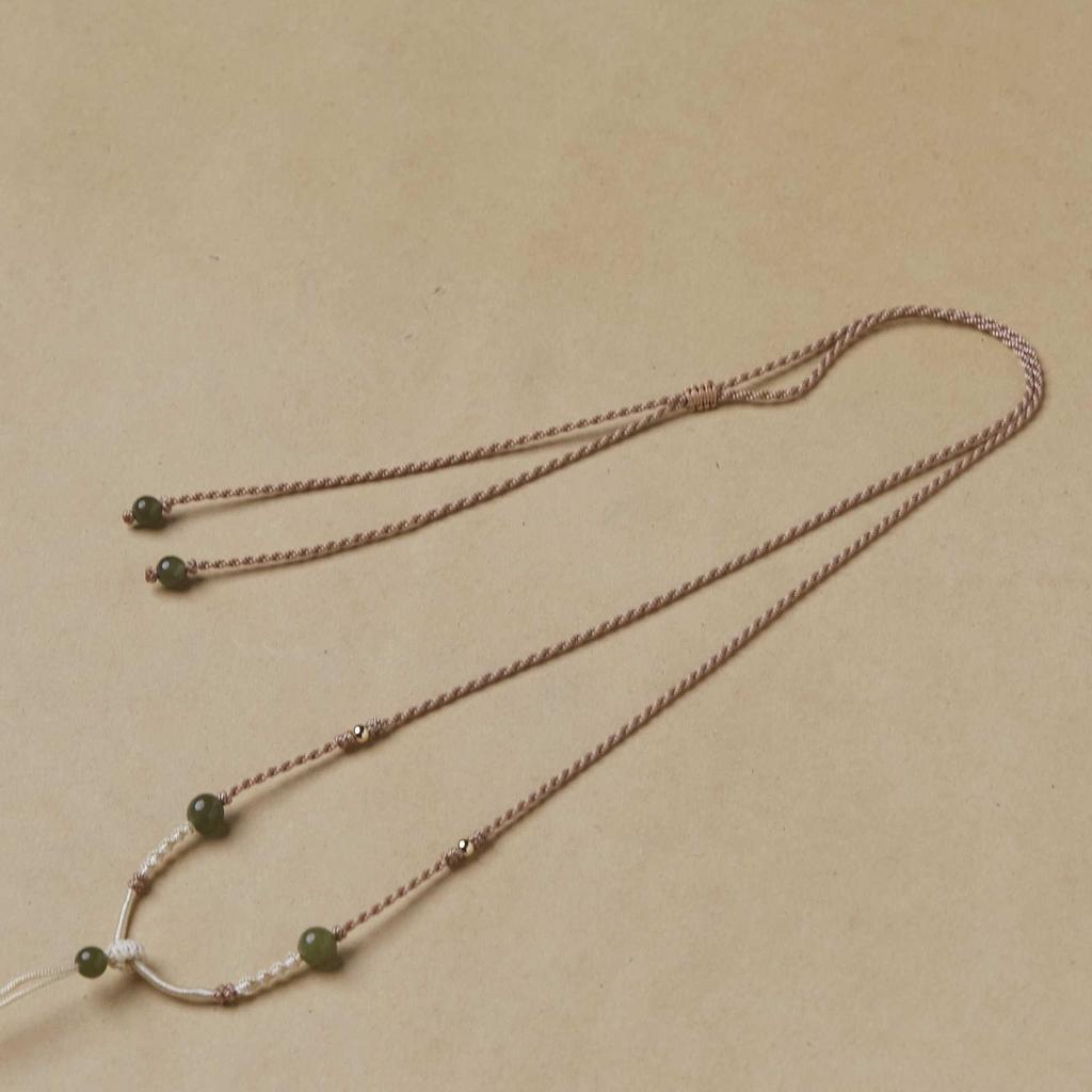 Handcrafted Adjustable Eight-Strand Braided Hetian Jade Necklace Rope