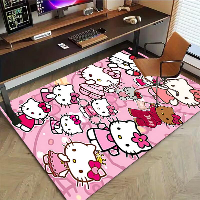 1PC Pink Cute Kitty Flannel Blanke Carpet Ultra Soft, Thick & Absorbent, Non Slip Machine Washable Mat for Entryway