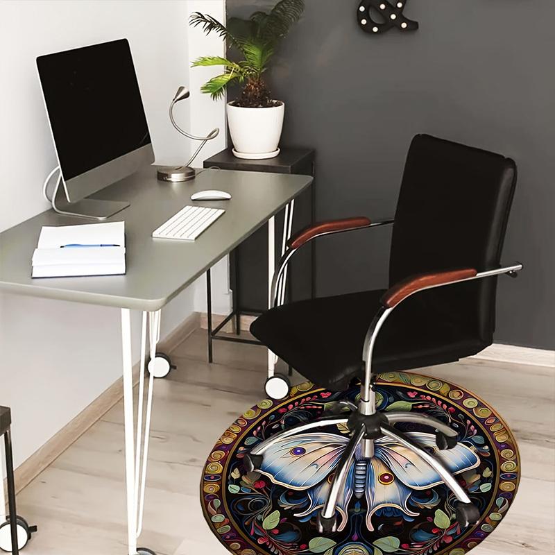 

1pc Office Carpet Chair Mats Butterfly Mandala Artwork Perfect for Decorating Office Chairs, Living Rooms, Or Bedrooms.YDT077 80cm by 80cm
