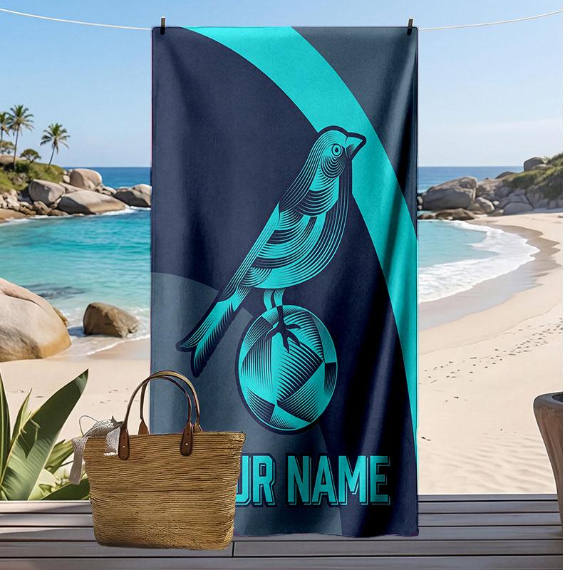 Norwich City Gepersonaliseerde Bedrukte Strandlaken Voetbal Logo Steun Aangepaste Naam Tekst Absorberende Handdoek Voor Sport Reizen Speciaal Cadeau