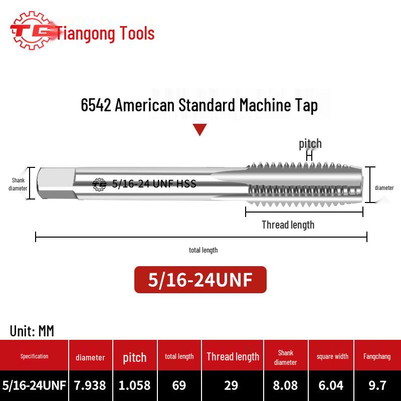 American Standard Stainless Steel Threading Taps 1/4-3/5/8 UNC/UNF