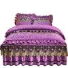 Quilted Velvet Duvet Cover Set Double Bed 220x240 King Size Embroidery Lace Luxury Quilt Cover Solid 2 Pillowcases Soft