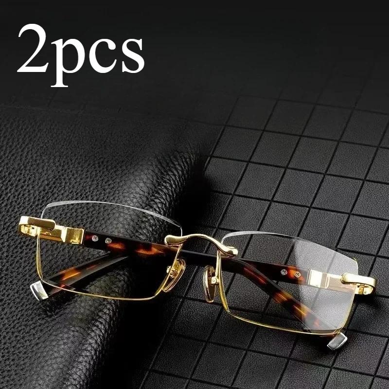 

Men s Eye Protection Business Glasses Natural Metal Material Presbyopia Glasses Borderless Advanced Reading Glasses 1.0 To 4.0 1.5 темно-коричневого