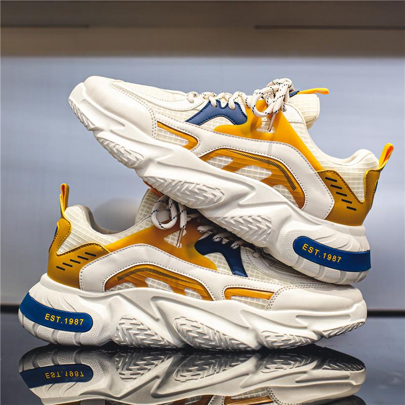 

Thick-soled Outdoor Comfortable Men Sports Shoes 2024 Spring New Men s Casual Shoes Fashion Breathable Non-slip Running Shoes 44 39 бежевый