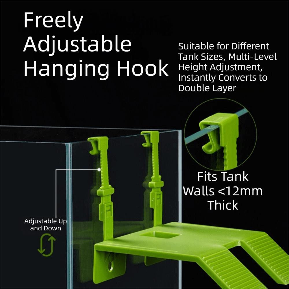 Double Ramp Hanging Turtle Basking Platform Removable Anti-Escape Cover Aquarium Basking Platform with Hooks with Suction Cups