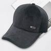 Fall Winter Corduroy Baseball Hat Unisex Cap Sun-Shading Duck Tongue Hat Adjustable Solid Color Long Brim Outdoor Activities Daily Wear Peaked Hat