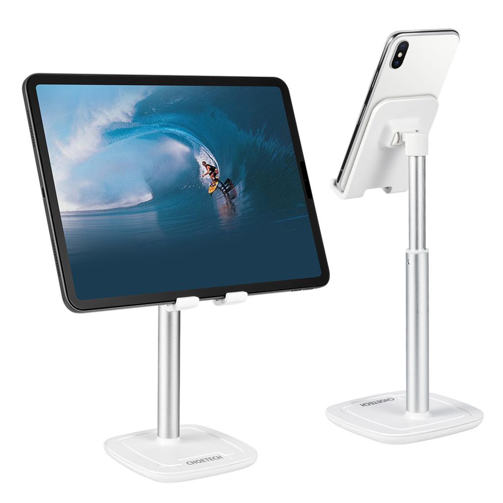 Choetech H035 Aluminum Stand for Phone or Tablet with Adjustment - White and Silver