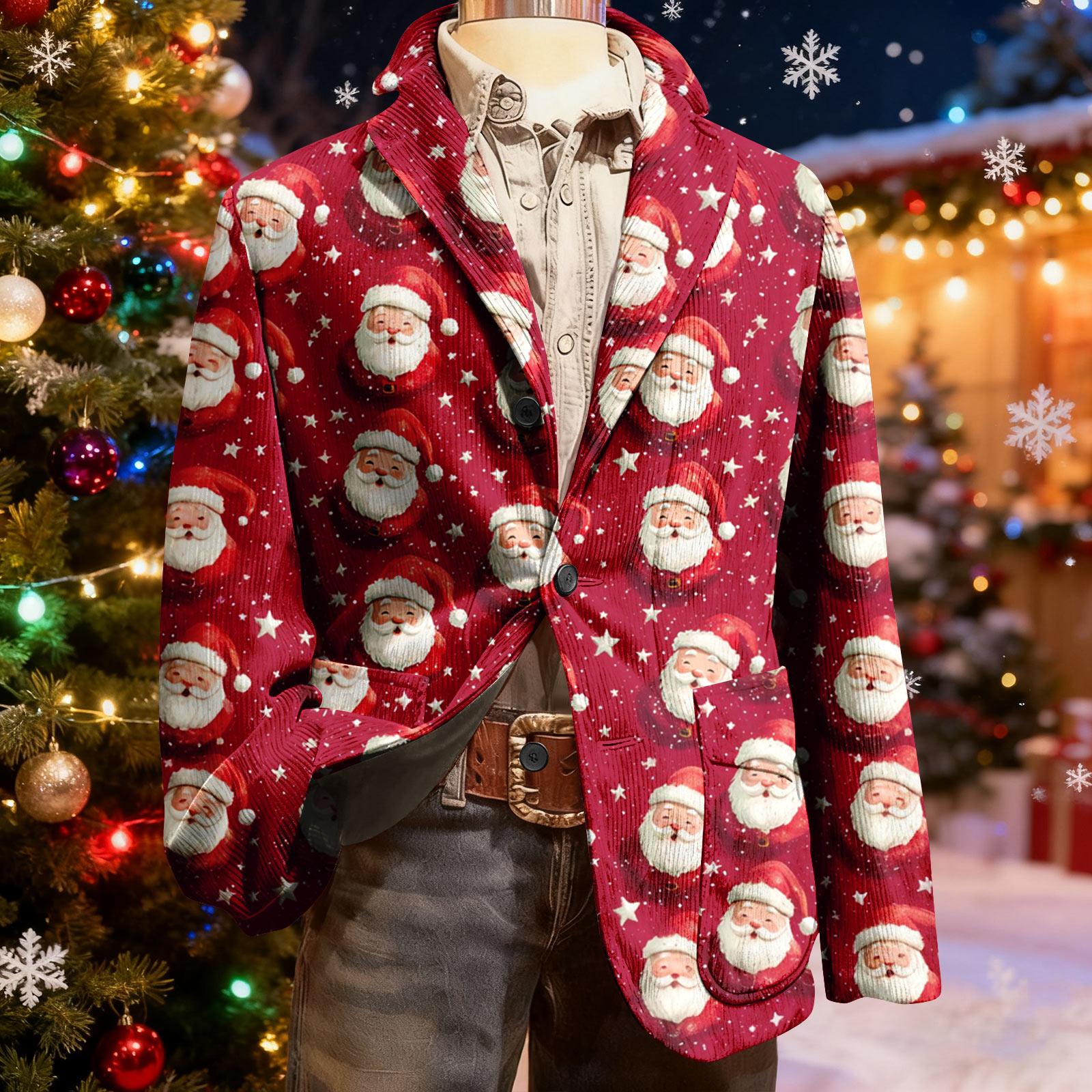 Мужской уродливый рождественский вельветовый теплый карманный пиджак-кардиган, мужской повседневный костюм XXL