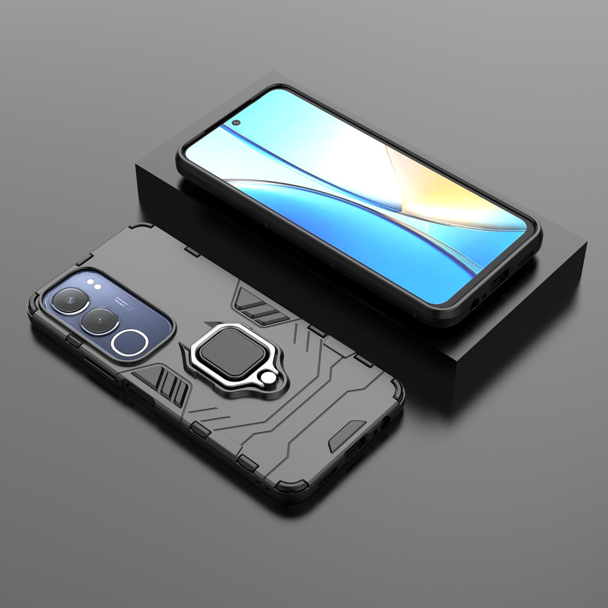 

Ударопрочный чехол для телефона с улучшенным металлическим кольцом и подставкой, защитный чехол для vivo Y29 5G VIVO Y29 5G чёрный