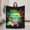 Axolotls Kawaii Cute Tie Dye Blanket  Soft Print Plush Throw Blanket For Child Couch Chair Sofa Bed Flannel Bedspread Bed Cover