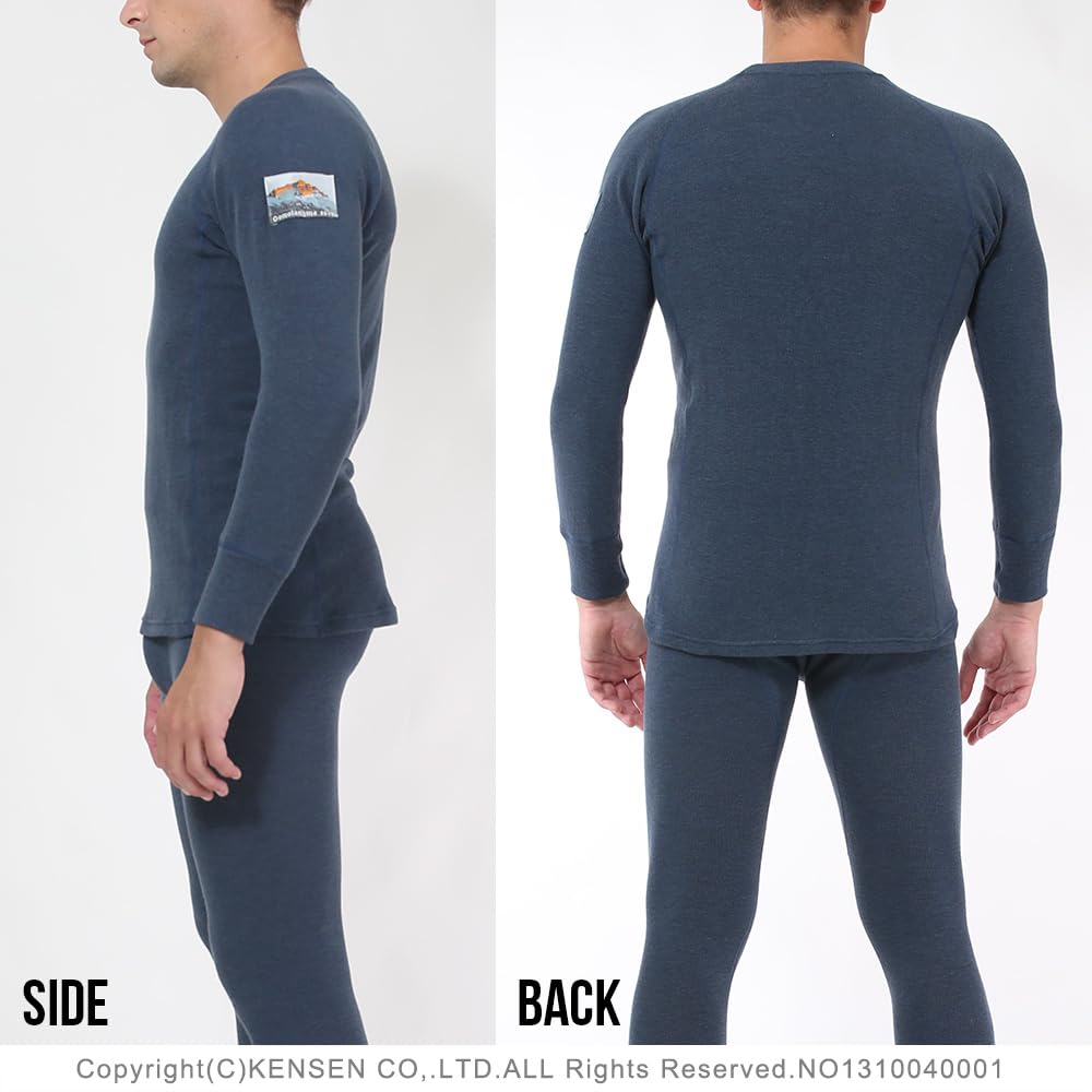 Hidamari Chomolungma Urban Long Sleeve Warm Size Navy Men's Underwear, LL, [QMUS923]