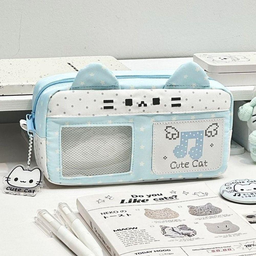 Large Capacity Pencil Case Pixel Music Not Print Pencil Pouch Kawaii Stationery Organizer  Gift