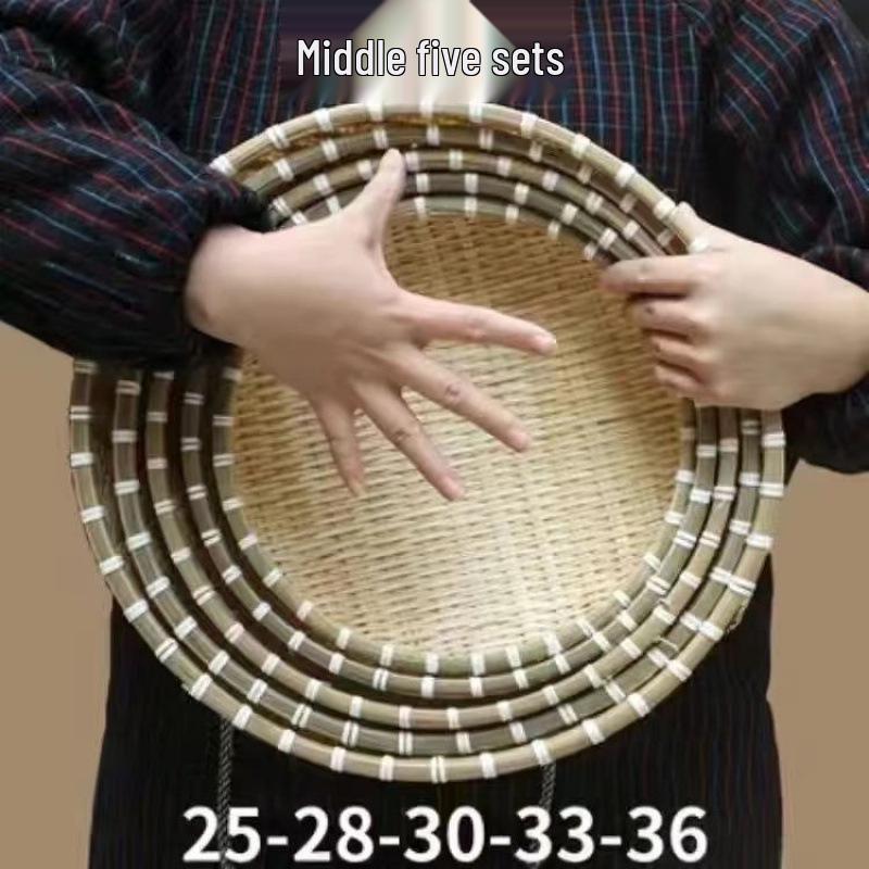 Handmade Bamboo Weaving Tray: Round, No Holes, Ideal for Drying and Storage of Vegetables and More